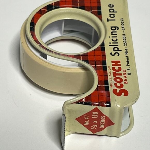 VTG 3M Scotch Splicing Tape Tin Plaid Dispenser Advertising Collectible 2.75" - Picture 6 of 10